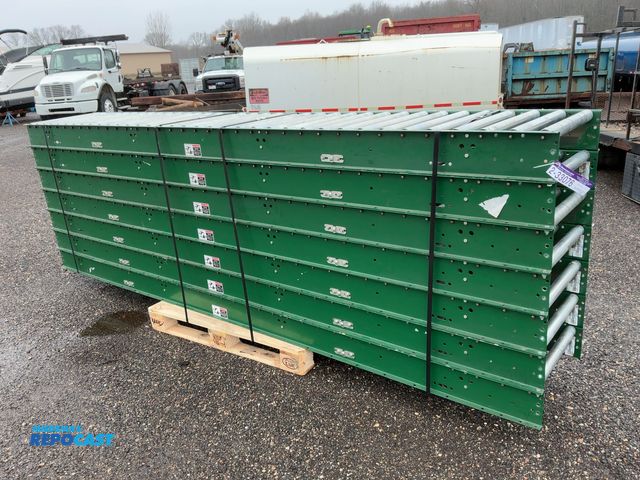 Lot 2-33076 - (7) 12’ Sections of Gravity Roller Conveyor, were used with belt conveyor system, appprox 21.5” wide...