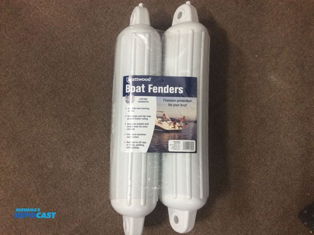 Lot 2-92863 - Two new attwood Boat Fenders. Measures 23” X 5” each.  Soft side oval mooring fenders, oval shape an...