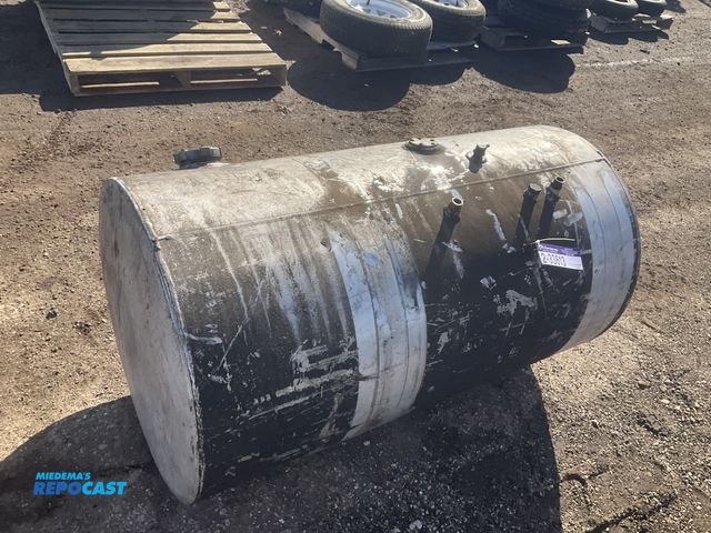 Lot 2-33613 - 100 gallon aluminum diesel fuel tank 26”D x 46”L, used, scattered scuffs and scrapes
