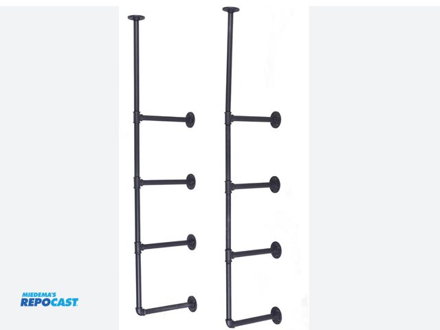 Lot 2-79943 - TOPOWER Industrial French Count DIY Black Pipe Shelf - Model#: H4