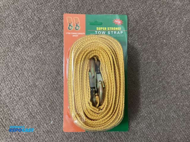 Lot 2-63248 - New Tow Strap. 3 Ton towing capacity, locking hooks on each end.