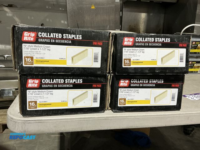 Lot 2-39456 - 4 New Grip Rite  16GA “N”-style medium crown electro galvanized, staples 7/16 “ crown 1-1/2” leg 10,...