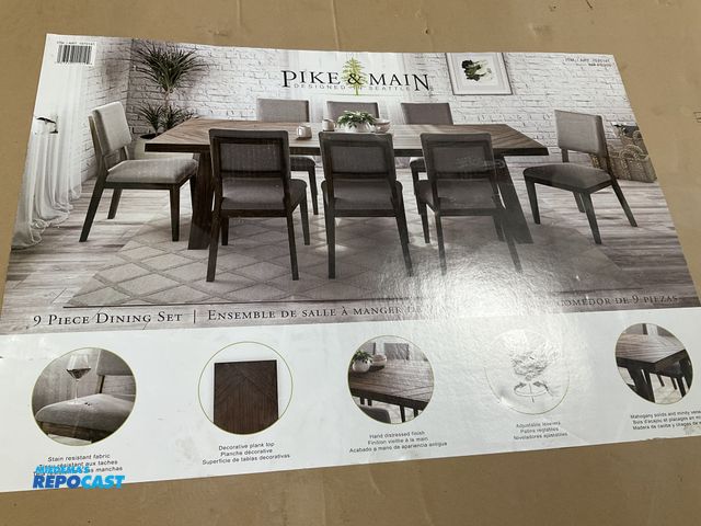 Lot 2-91756 - Pike &amp; Main Galena 9-Piece Dining Set Gray Brown Dining Room Table & Chairs