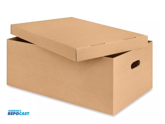 Lot 2-92632 - Carton of 12 Legal size storage boxes with lift off lids - 24” x 15” x 10” U line S-3889