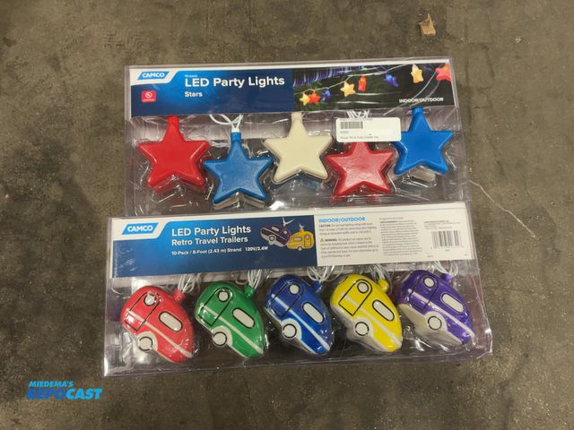 Lot 2-74130 - 2 New Camco 10 pack LED party lights, stars and retro travel trailers. (Indoor/Outdoor).