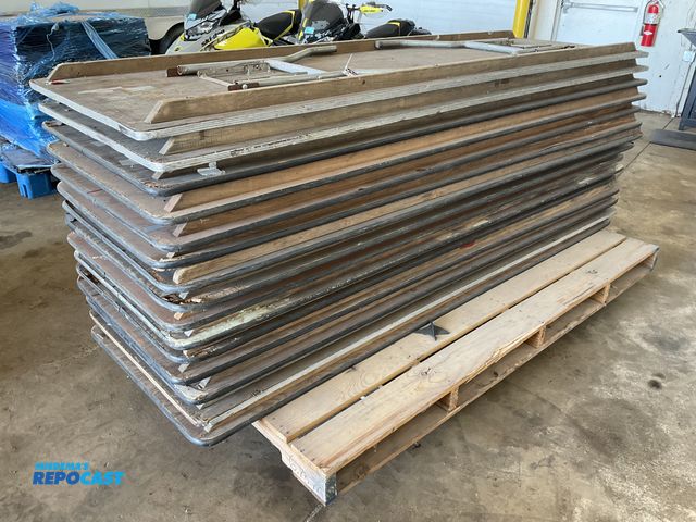 Lot 2-33665 - (15) wooden foldable tables. Measures 8’ x 30”. Some damage on all of them
