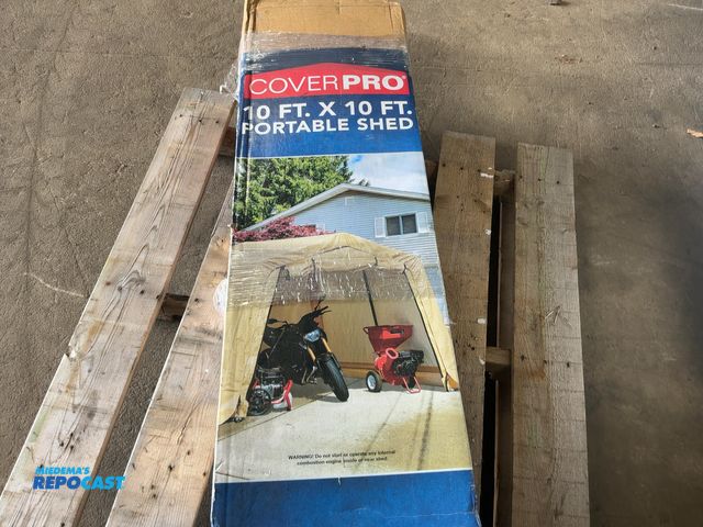 Lot 2-33010 - Cover Pro 10’x10’ Portable Shed, 1-3/8” tubular steel frame, all weather polethylene cover, 7’10” ov...