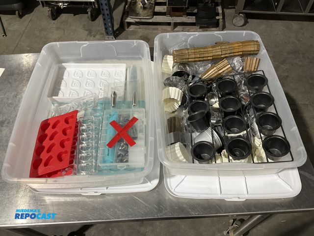 Lot 2-55086 - Lot of assorted baking supplies including various cannele molds, cookie cutters, biscuit cutters, pi...