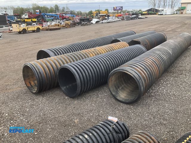 Lot 2-43456 - Lot of 24” drain pipe stands/ culvert pipe, (2) pipe 20’ long, (2) pipe 11’ 6” long, and (2) pipe 9’...