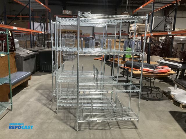 Lot 2-55119 - Lot including (2) 48” width x 72” height x 18” depth metal wire racks with a total of (8) adjustable...