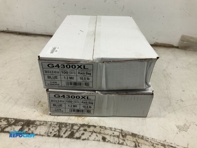 Lot 2-92731 - 2 Cases G4300XL 30.5”x43” 30 Gallon Capacity  1.2 Mil Can Liner Blue 10 Rolls of 10 (100) Box Per Ca...