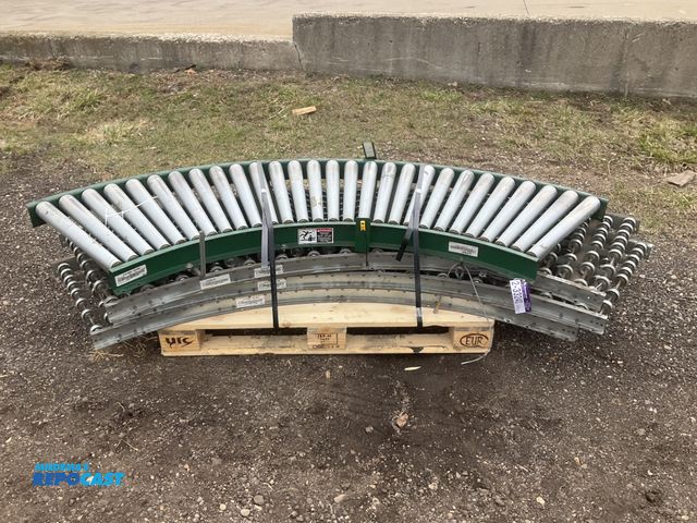 Lot 2-33240 - (3) 90 degree skate wheel conveyor curves and (1) 90 degree roller conveyor curve