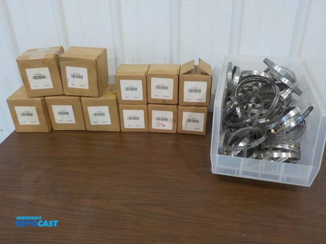 Lot 2-16268 - (100) stainless steel hose clamps - 3-9/16 - 4-1/2, approx. 1100 banding clamps