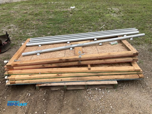 Lot 2-33609 - Wooden Stall Doors with hardware and poles - doors measure 48” x 88”