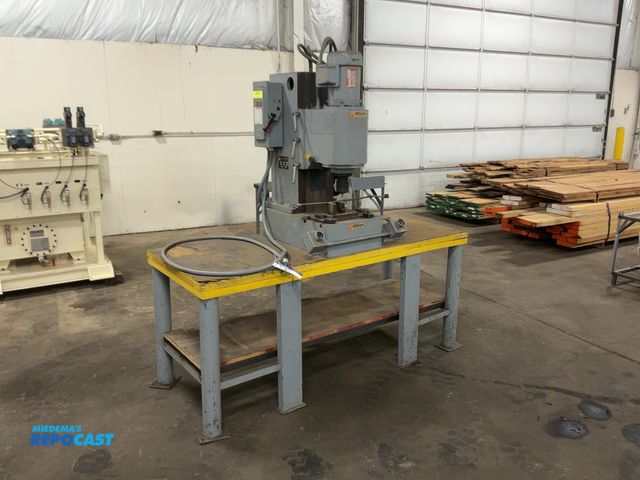 Lot 2-30570 - VSI Automation SpinnOMatic Model TM 20 Orbital Riveter, 1hp, 440 volt 3 phase, mounted on 6' bench, ...