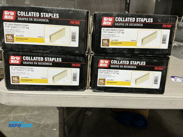 Lot 2-39455 - 4 New Grip Rite 16GA “N”-style medium crown electro galvanized, staples 7/16 “ crown 1-1/2” leg 10,0...