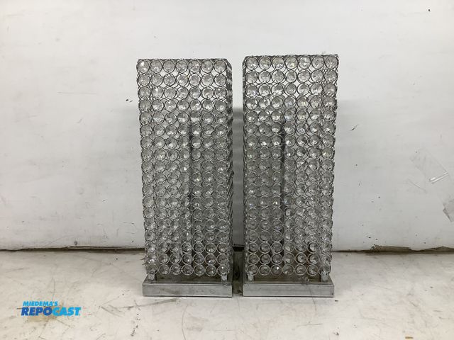 Lot 2-91014 - Lot of (2) Anthony M1844 crystal chrome table lamps - with two light fixtures per lamp