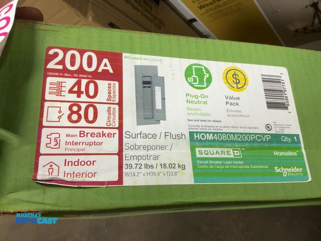 Lot 2-23850 - New Homelin Square D 200 Amp Circuit Breaker Load Center, Surface/Flush Mount, Indoor, 40 Spaces, Pl...