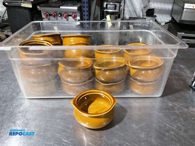 Lot 2-55089 - Lot of (20) Acopa brand ceramic crocks. (Includes tote with no lid)