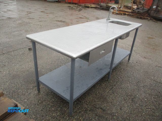 Lot 2-74803 - Stainless Steel Work Table w/ sink &amp; drawer &amp; faucet
