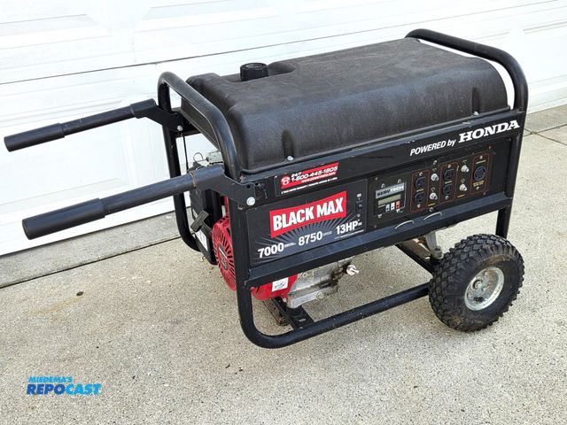 Lot 2-22393 - Powermate BLACK MAX 7000/8750 watt gas generator. Started on first pull, only 276 hours, runs well, ...