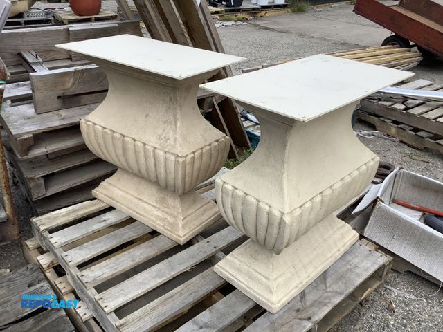 Lot 2-27720 - (2) decorative concrete bases, cream colored