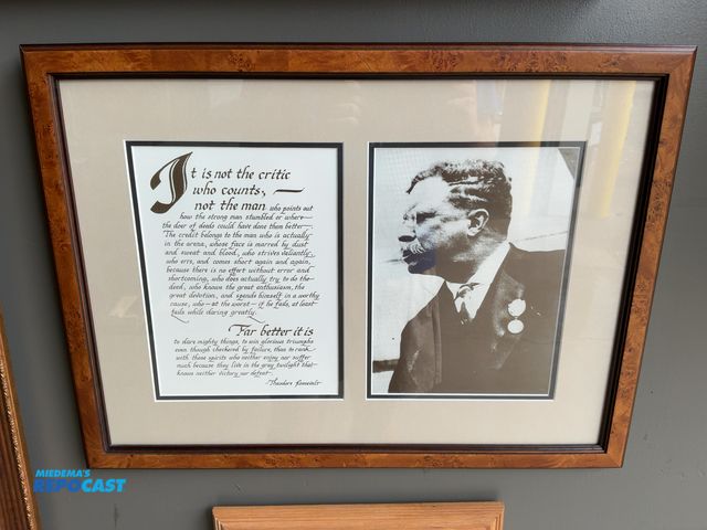 Lot 2-53335 - Framed Theodore Roosevelt Portrait with “The Man in the Arena” Speech Quote, 24.375” x 18.125”