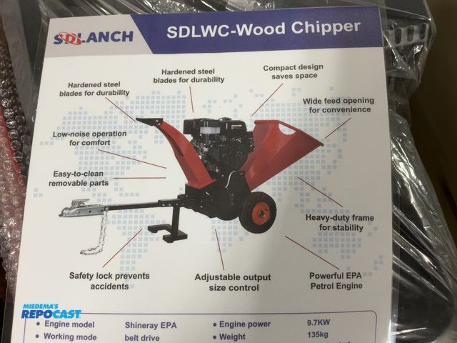 Lot 2-42190 - New SDLANCH SDLWC Wood Chipper, Shineray EPA 420cc Gas Engine with Electric and Recoil Start, Towabl...
