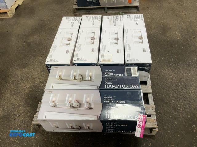 Lot 2-20448 - (6) Hampton Bay Champlain 3-Light Vanity Fixtures, Brushed Nickel Finish, Clear Glass Shades, 22.3"x...