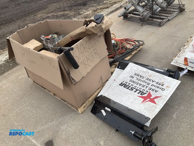 Lot 2-11571 - Lot of misc truck parts including mudflap brackets, air chambers, some extension cords and more