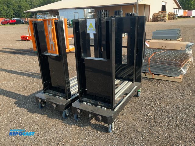 Lot 2-20096 - (2) Metal Specialty Carts on Casters, each has one fixed upright with push handle and other upright ...