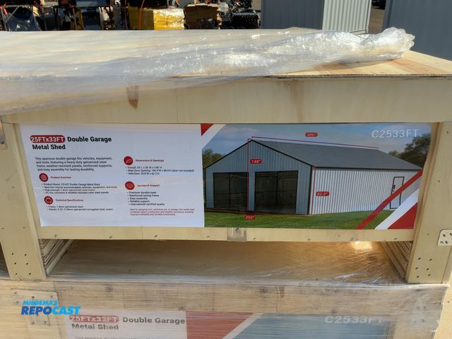 Lot 2-44553 - New SDLANCH 25’ x 33’ Double Garage Metal Shed, Model SDLC2533FT, 292” Wide x 386” Long x 148” Tall ...