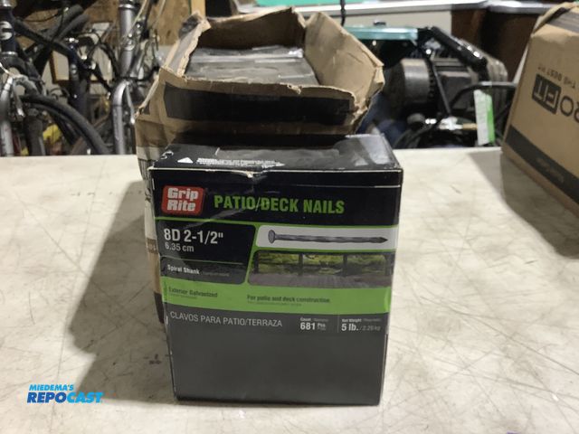 Lot 2-39468 - (4) 5lb Boxes of Grip Rite 8d 2 1/2” Exterior Galvanized Spiral Shank Patio/Deck Nails.