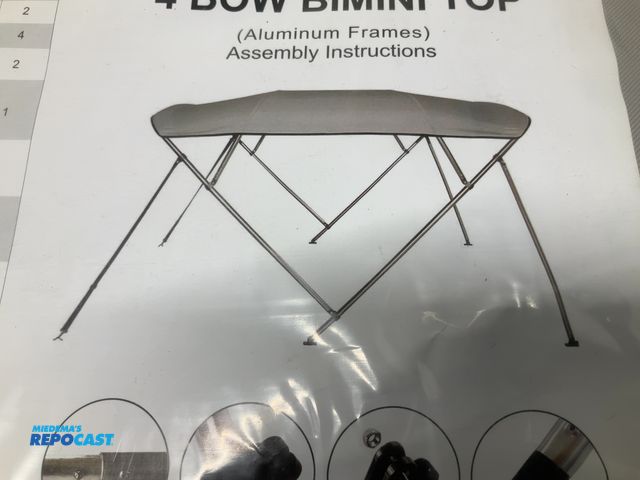 Lot 2-33202 - New Bimini Top for Boat - approx. 73" - 72" wide, approx. 46" tall