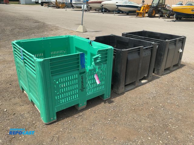 Lot 2-20920 - (3) Poly Forkable Crates, have cracks/holes, two are 48"x40"x31" tall and one is 45"x48"x34.5" tall