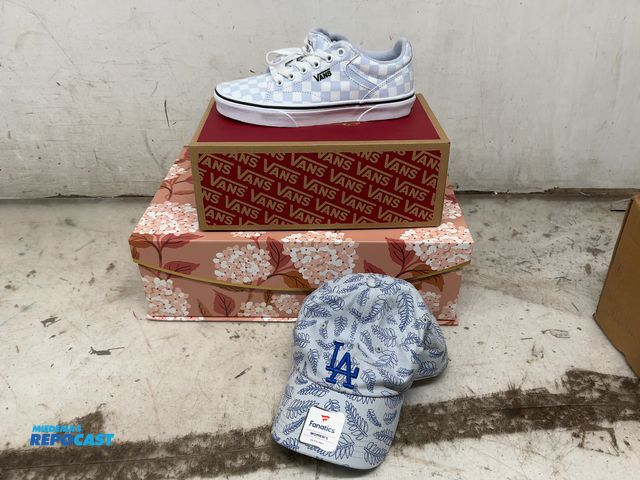 Lot 2-19466 - Van's Blue Checkered Shoes Size 8, Women’s Fanatics LA Hat