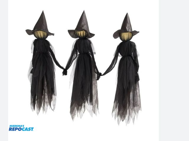 Lot 2-79403 - Hourly Halloween Decorations Outdoor, 3 Pack 5 FT Holding Hands Lighted Witches Stakes with Glowing ...