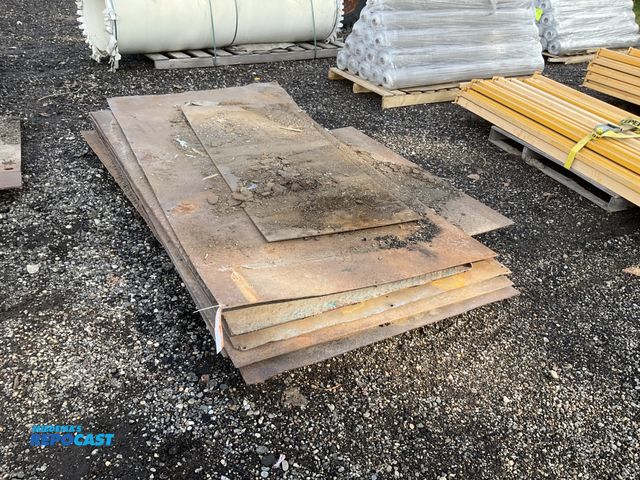 Lot 2-41636 - Skid of misc sheets of used steel, 1/8” thick to 3/8” thick, sheets up to 48” x 96”