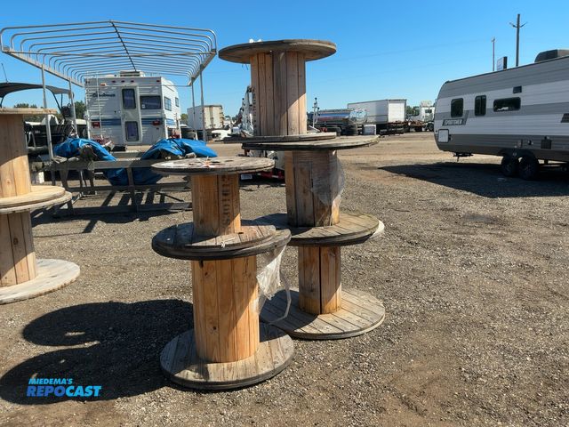 Lot 2-40720 - (5) Assorted Used Wood Spools, sizes include 30" diameter x 19" tall, 40" diameter x 27" tall, and m...