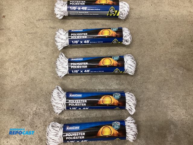 Lot 2-27528 - Five new Mibro KingCord 1/8” X 48 foot diamond braid abrasion resistant cord.