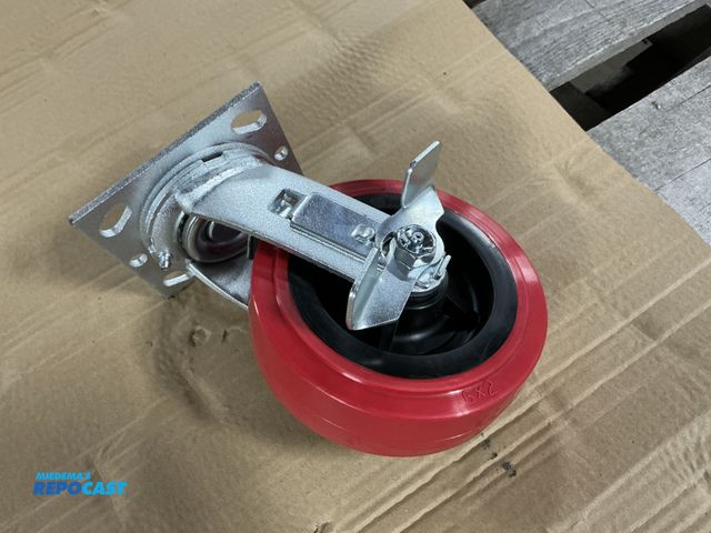 Lot 2-23255 - (12) New 6"x2" Urethane Swivel Casters with Brakes, Roller Bearings, 900 lb Capacity, 7.5" overall h...