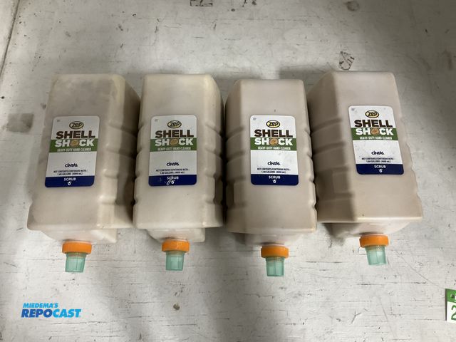 Lot 2-65603 - Lot of (4) new 1.06 gallon dispenser containers of Zep “Shell Shock” heavy-duty hand cleaner scrub.