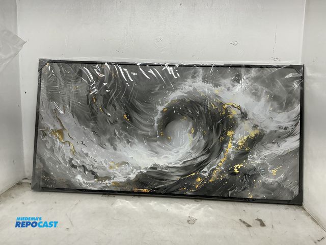 Lot 2-93819 - 20”x1.5”x40” decorative abstract art black wooden framed canvas