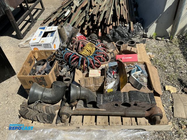 Lot 2-75313 - Skid lot of various miscellaneous industrial supplies including Brake Parts, Filters, Spring Hooks, ...