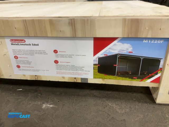 Lot 2-44916 - New SDLANCH SDLGM1220F Galvanized Metal Livestock Shed, 19.2’x11’x10.4’ tall, Welding Required, come...