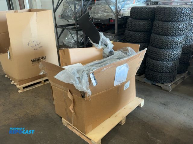Lot 2-11113 - Skid of Assorted New Semi Truck Parts, includes A/C Compressors part no 500-015, shocks, hardware, f...