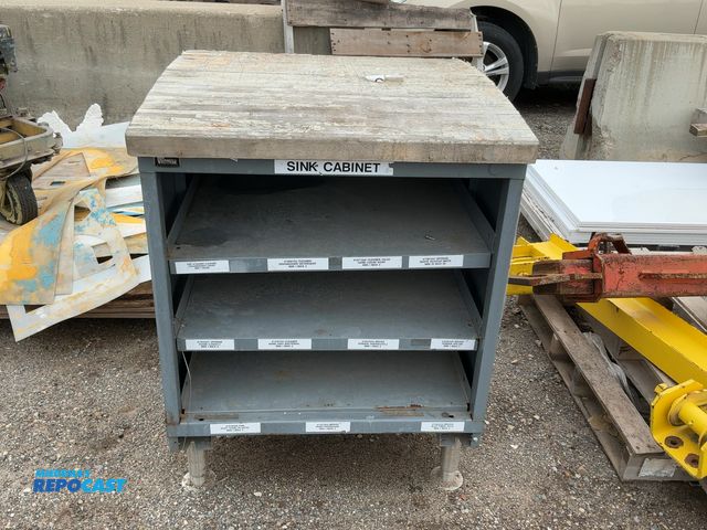 Lot 2-33830 - Vidmar shelving/work table. Approx. 30.5” x 30.5”.