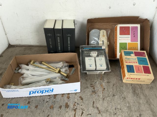 Lot 2-18257 - Lot including monogrammer and buttonholer with many parts, gold hard wear, and norelco deluxe intern...