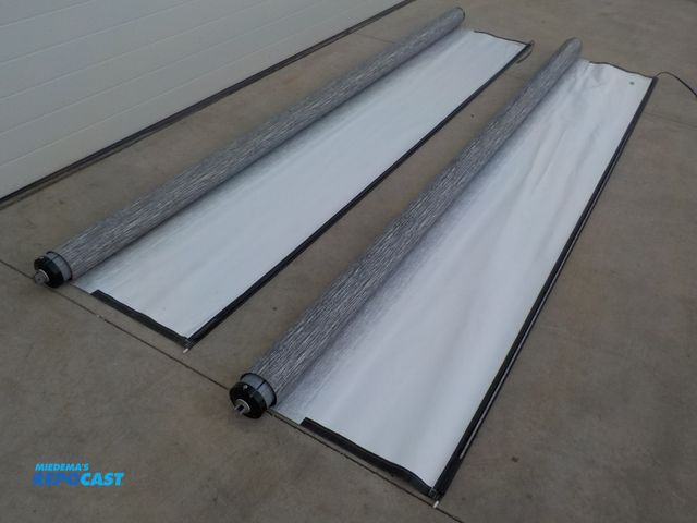 Lot 2-21421 - Lot of (2) Matching Lippert Awning - approx. 111" l - black/gray color, LED lighting