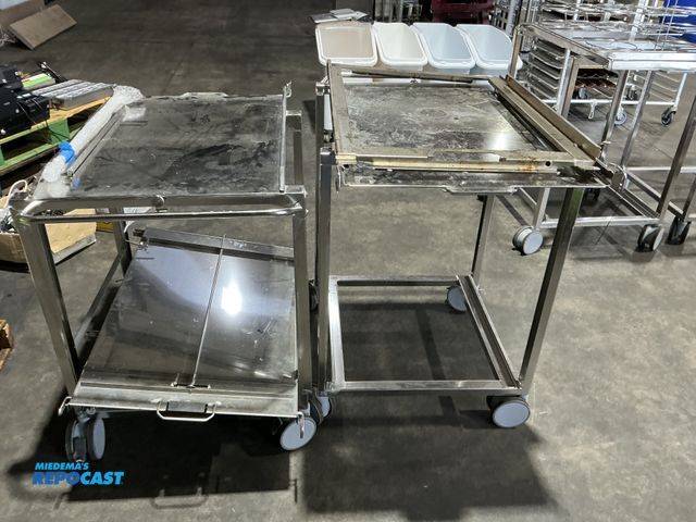 Lot 2-55177 - Lot of (2) stainless steel dish carts does not include plate rack 264 pound capacity both unit units...